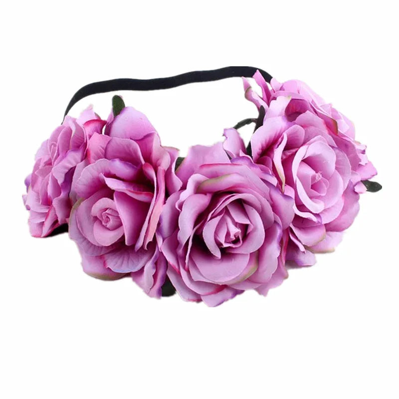 Rose Floral Wreath Crown Headband – Bridal & Party Hair Accessory Floral Hair Crown Babs 17