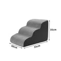 Memory Foam Pet Stair Ramp – 2/3 Step, Non-Slip & Washable Pet Stair Ramp Babs Grey-3