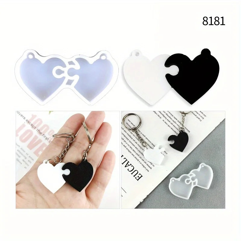 Heart Puzzle Silicone Resin Mold – DIY Keychain & Jewelry Silicone Resin Mold Babs