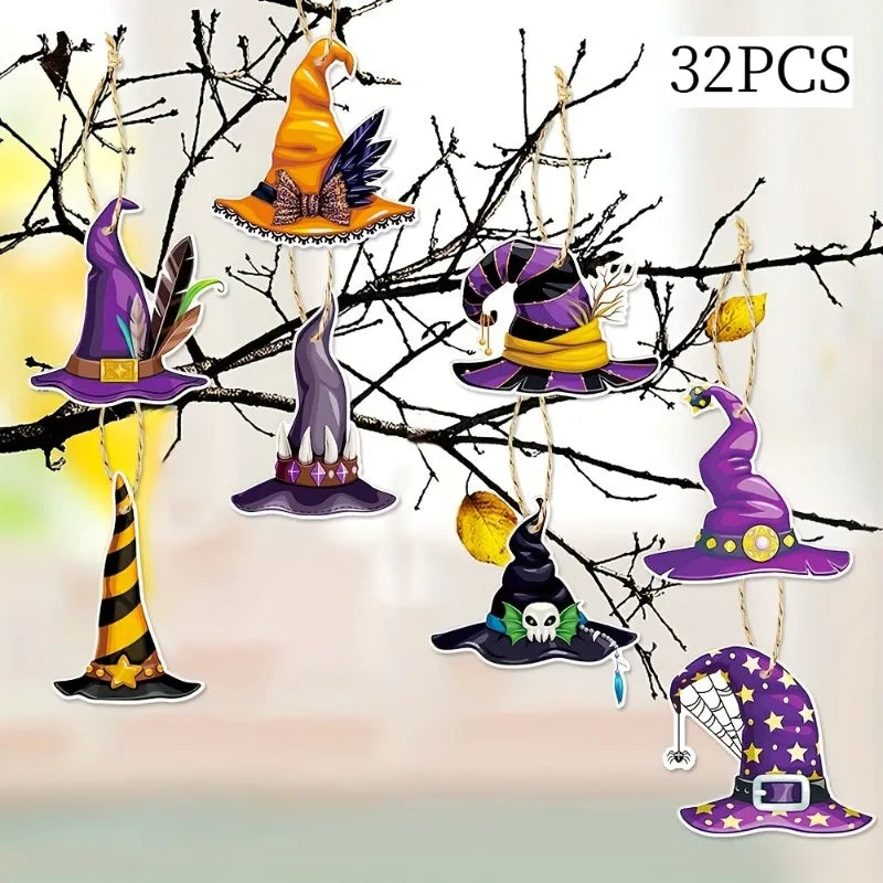 32 Halloween Witch Hat Paper Decorations for Classroom & Party Halloween Paper Decorations Babs 32pcs 32pcs