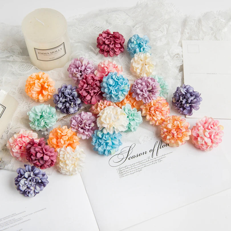 50Pcs Silk Carnation Flower Heads for Wedding & DIY Décor Artificial Flower Heads Babs
