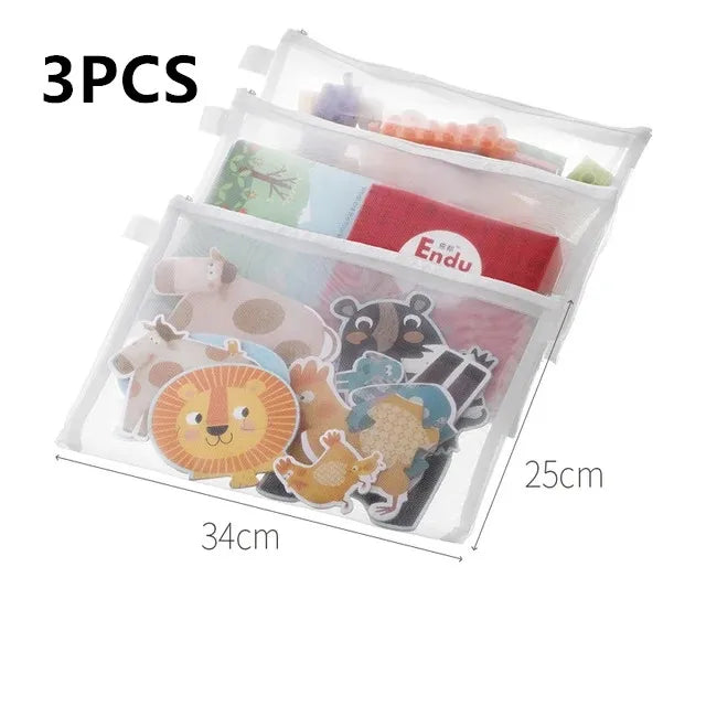 Kids Toy Storage Bags – Transparent Zipper Pouches for Blocks Toy Storage Bag Babs 3PCS 1