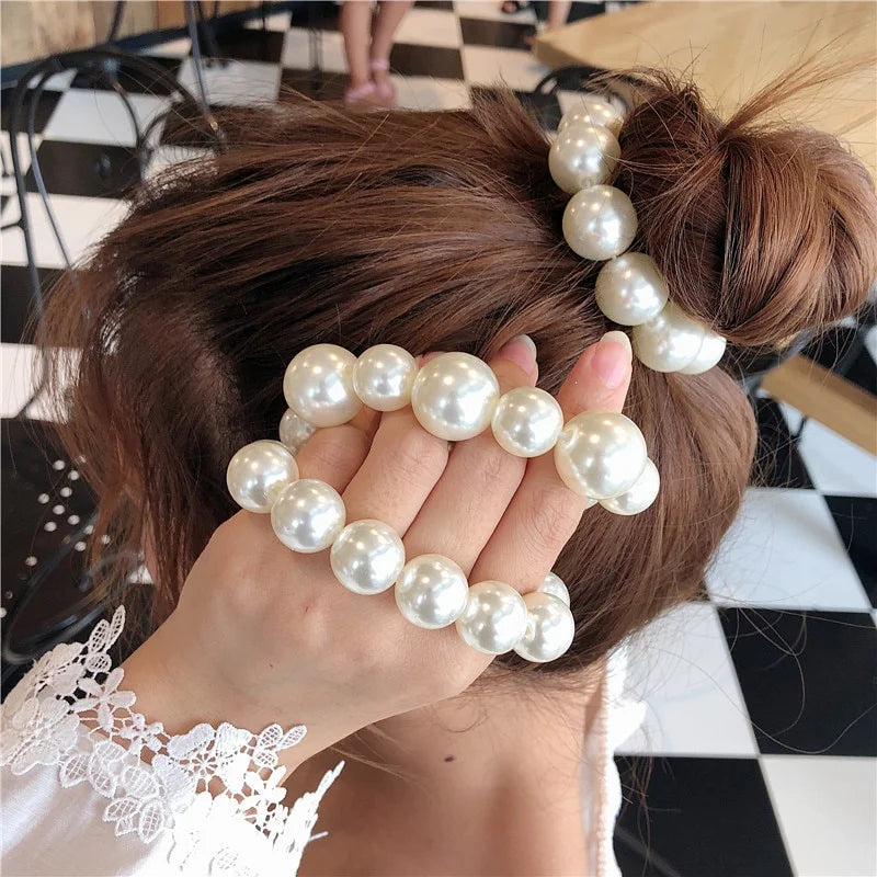 Pearl Scrunchie Hair Tie – Korean Style Ponytail Holder Pearl Hair Scrunchie Babs
