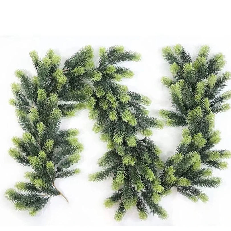 Artificial Pine Rattan Garland Wreath 180cm – Christmas Decor Christmas Garland Wreath Babs army green