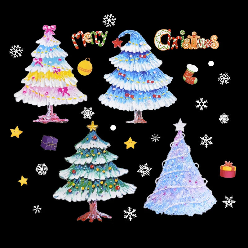 Christmas Window Stickers – Santa, Snowflake & Xmas Tree Decals Holiday Wall Decals Babs B05