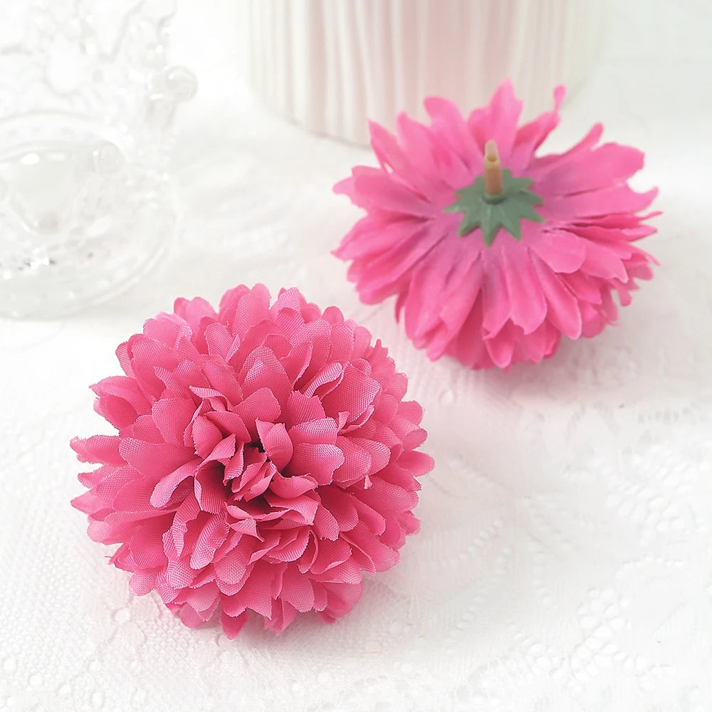 10 Pcs Orange Silk Chrysanthemum Artificial Flower Heads Decor Artificial Flower Heads Babs Rose Red 10Pcs
