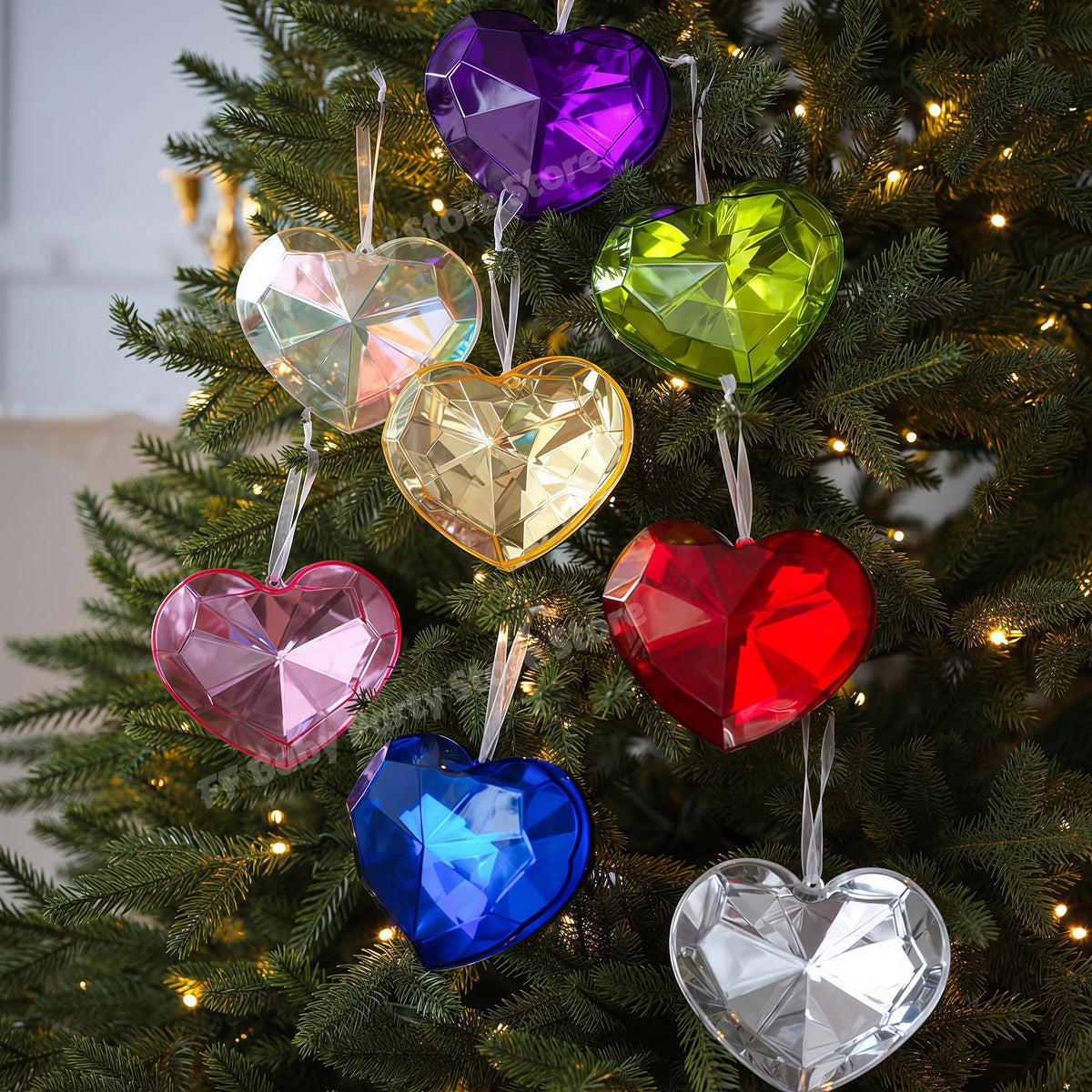 Acrylic Rainbow Love Heart Christmas Tree Ornament Pendant Christmas Tree Ornament Babs