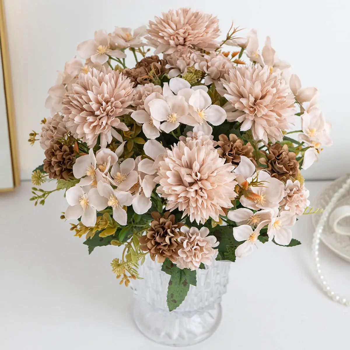Silk Hydrangea & Carnation Artificial Flowers – Wedding Decor Artificial Silk Flowers Babs