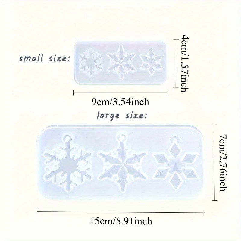 2pcs 3D Snowflake Silicone Mold – Epoxy Resin DIY Jewelry Resin Casting Mold Babs 2pcs