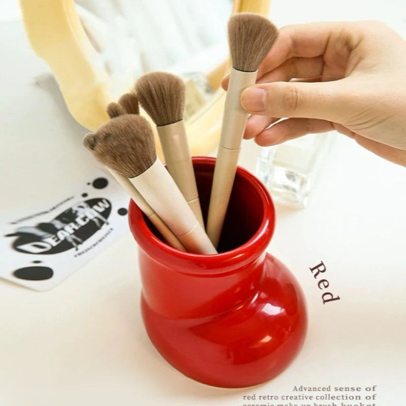 Christmas Red Boot Desk Organizer & Makeup Brush Holder Desktop Organizer Babs