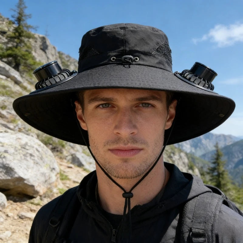 Solar Powered Fan Sun Hat – UV Protection Bucket Hat Solar Fan Sun Hat Babs