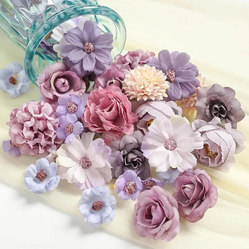 20Pcs Silk Artificial Rose & Daisy Flower Heads – Wedding Decor Artificial Flower Heads Babs