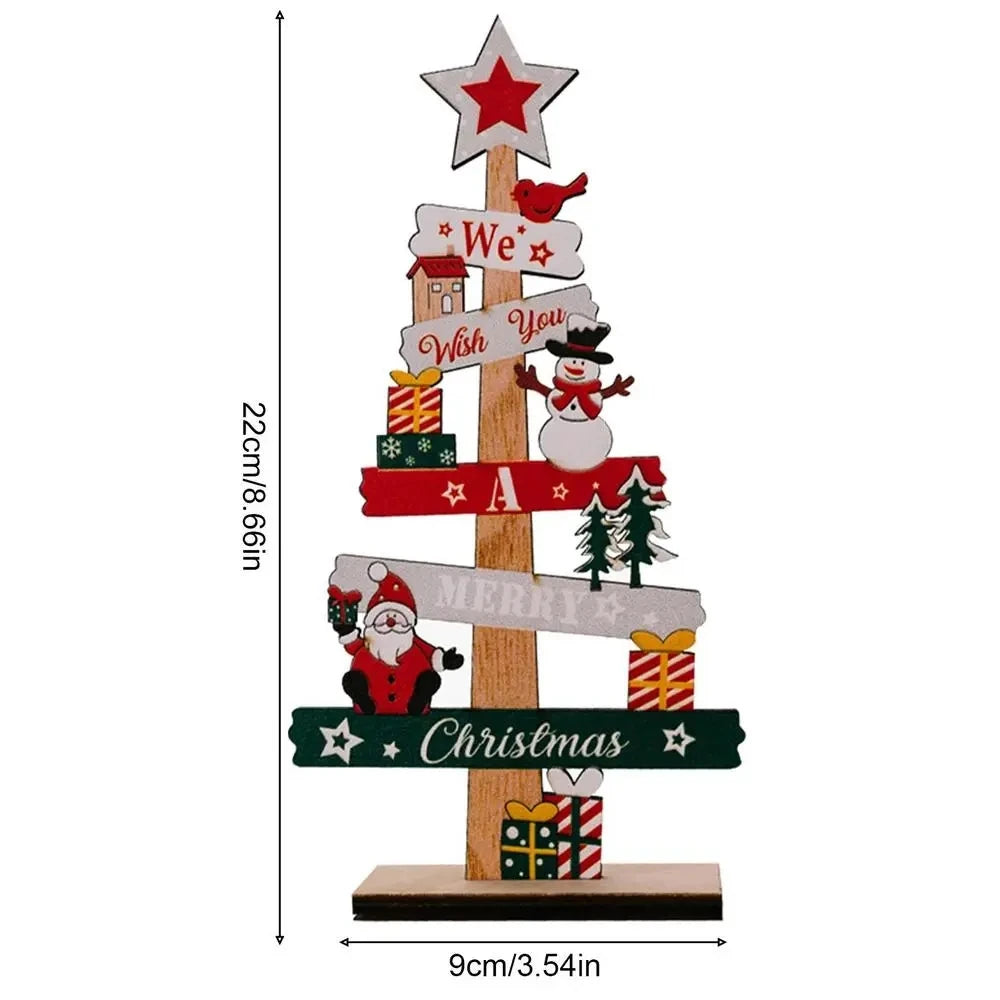 Wooden Christmas Tree Desktop Ornament & Santa Sign Plaque Christmas Desk Ornament Babs A as picture