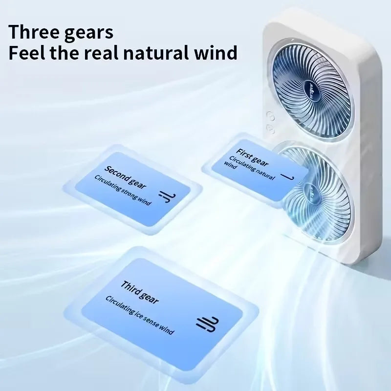 Dual Head USB Desk Fan | Wall Mount, 3 Speeds, Quiet Cooling USB Desk Fan Babs
