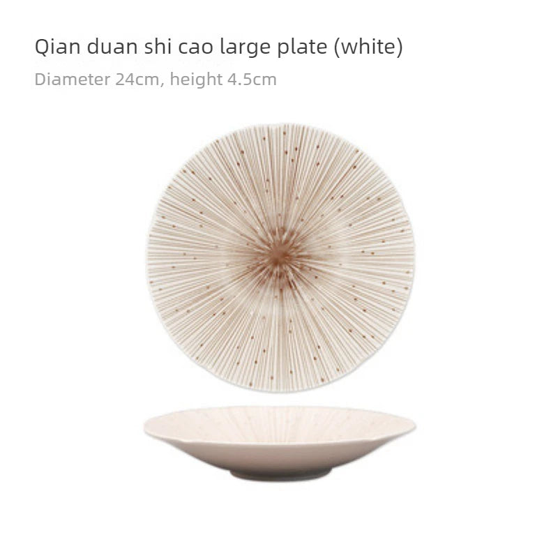 Modern Japanese Ceramic Round Plate – Decorative Storage Tray Ceramic Decorative Plate Babs White