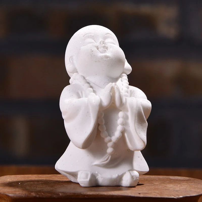 Smiling Baby Buddha Statue | Sandstone Meditation Figurine Buddha Figurine Babs white