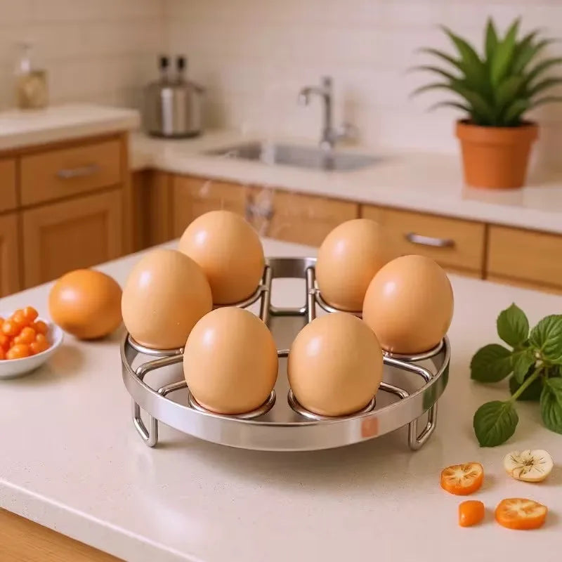Stainless Steel 6-Hole Egg Steamer Rack with Insulating Pad Kitchen Steamer Rack Babs