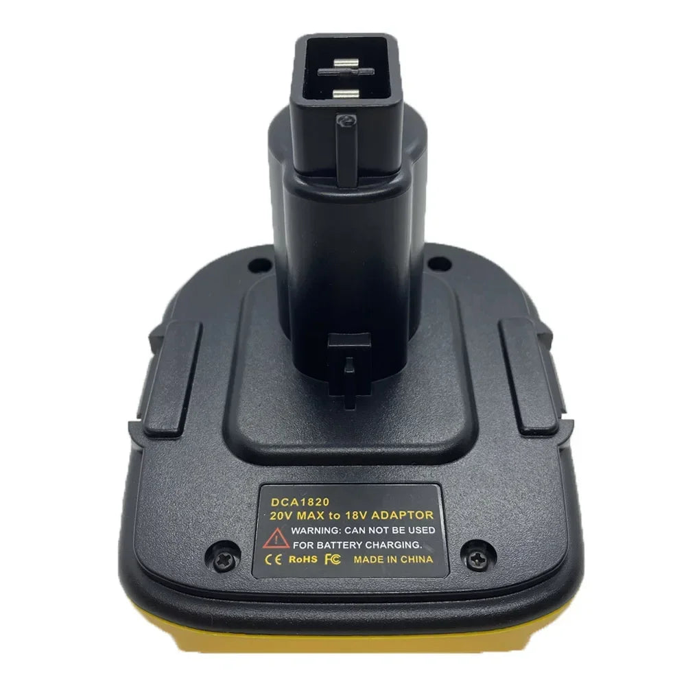 DCA1820 Battery Adapter for Dewalt 18V–20V Lithium Ion Tools Battery Adapter Babs Yellow and Black