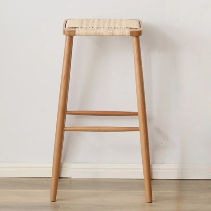Handmade Cherry Wood Woven Stool – Modern Minimalist Furniture Woven Wood Stool Babs Cherry Wood-75CM