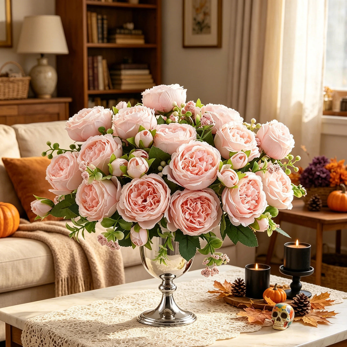 Autumn Artificial Silk Rose Peony Bouquet – Home & Event Decor Artificial Flower Bouquet Babs