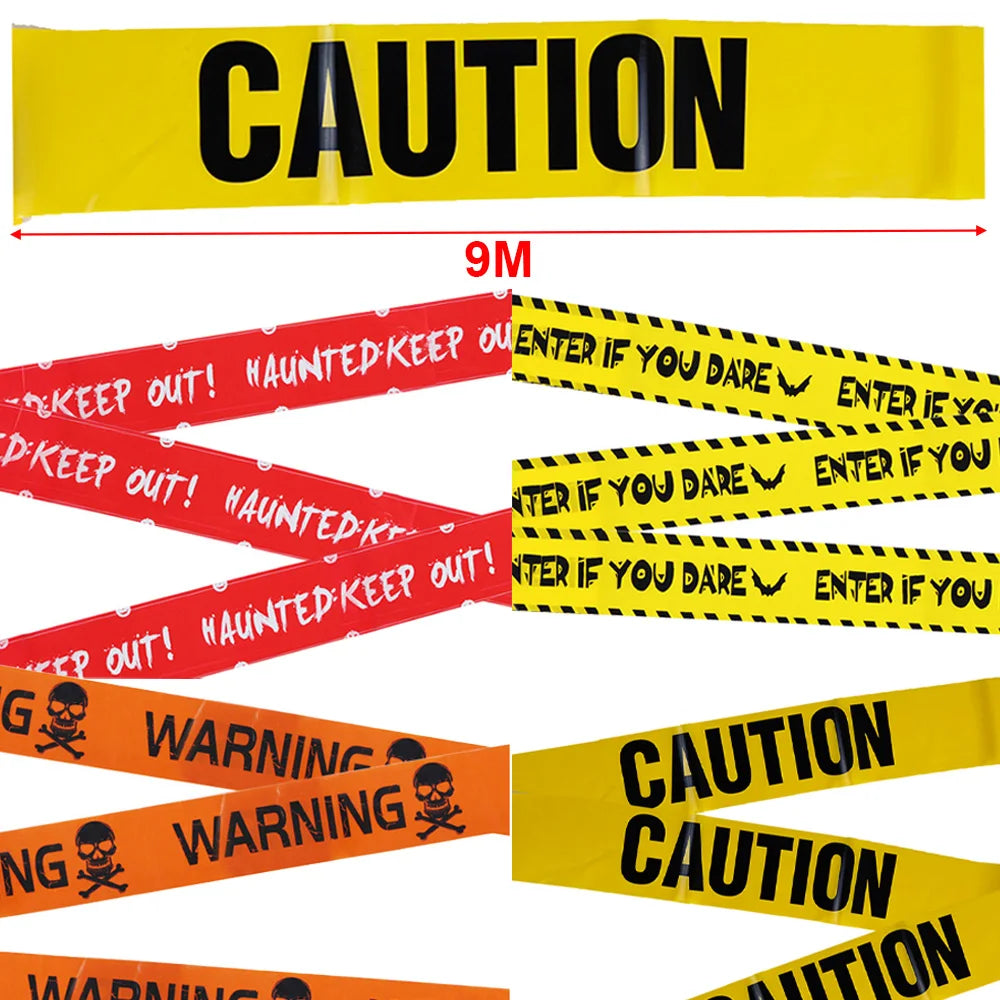 Halloween Skull Caution Warning Tape 7.5cm×9m – DIY Decor Halloween Caution Tape Babs