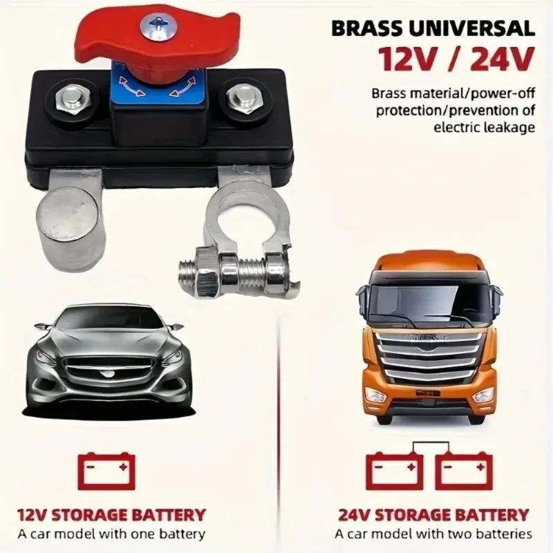 Car Battery Cut-Off Switch 12V/24V Universal Disconnect Protector Battery Disconnect Switch Babs
