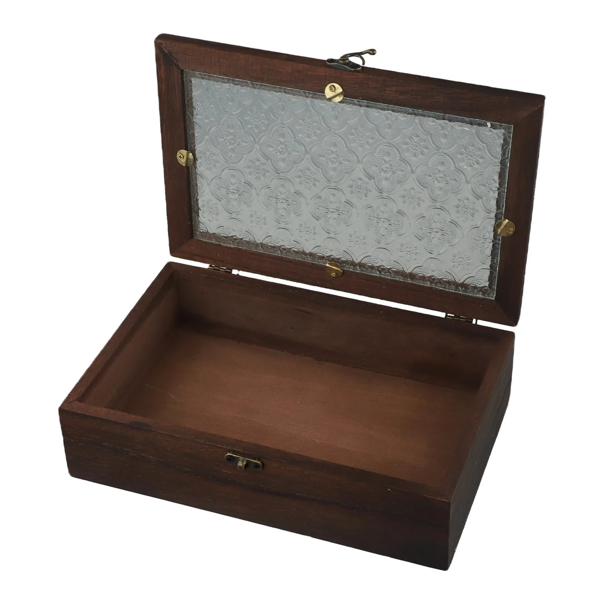 Nordic Retro Solid Wood Begonia Flower Glass Hinged Storage Box Decorative Storage Box Babs