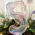 40" Iridescent Number Balloon & Bowknot Kit – Birthday Party Party Balloon Kit Babs 5 40Inch