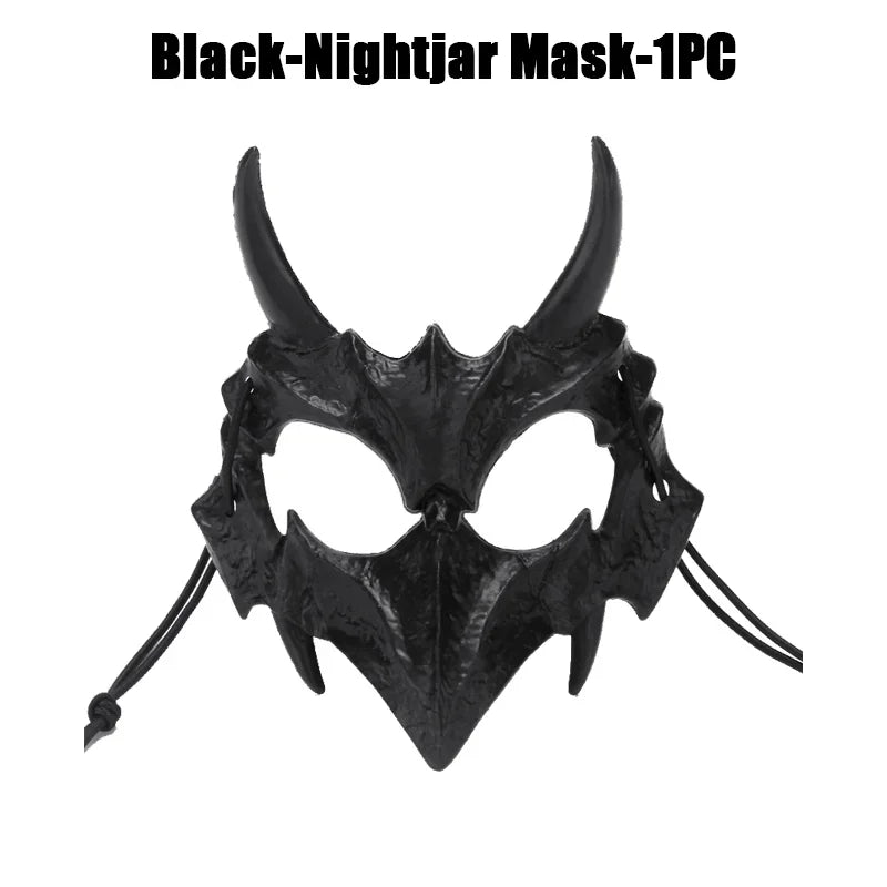 Halloween Skeleton Half Face Mask – Anime Cosplay Costume Prop Costume Face Mask Babs Black-B-1PCS
