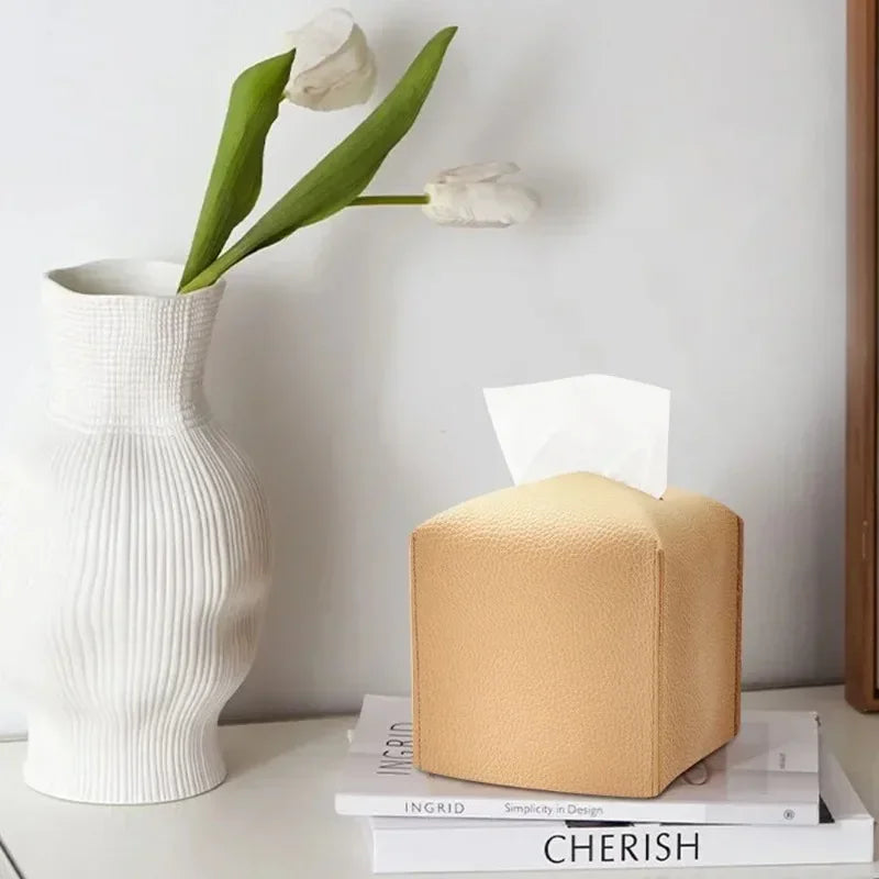PU Leather Square Tissue Box Holder – Modern Decorative Cover Tissue Box Holder Babs
