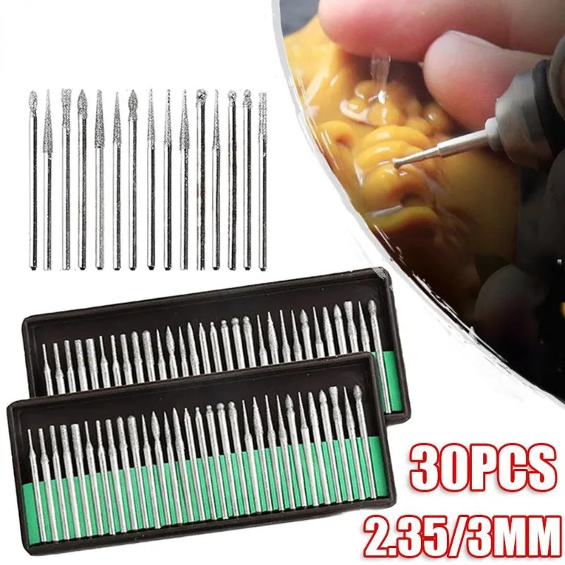 30Pcs Diamond Grinding Burr Set – Engraving Rotary Tool Kit Rotary Tool Burr Set Babs