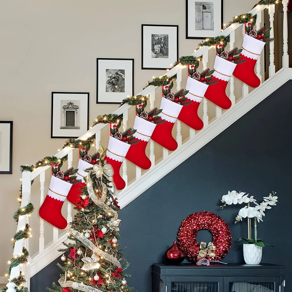 12 Christmas Stockings – Santa & Reindeer Holiday Design Christmas Stockings Babs