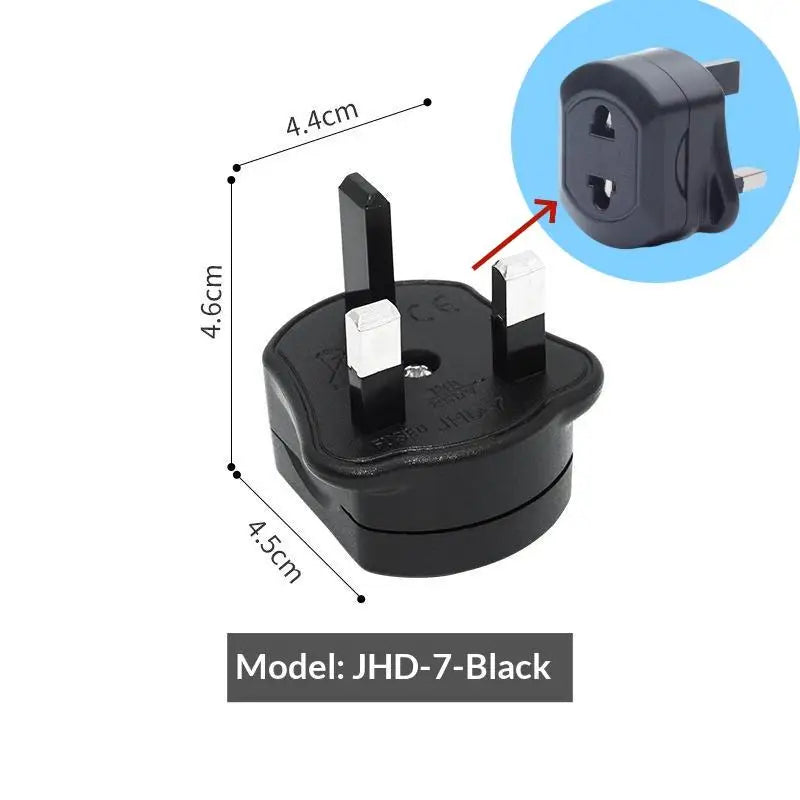 US to UK Travel Plug Adapter with Fuse | HUXUAN Converter Travel Plug Adapter Babs Black
