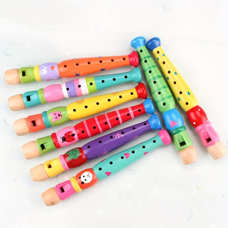Wooden Cartoon Flute for Beginners – 6-Hole Music Gift Wooden Beginner Flute Babs
