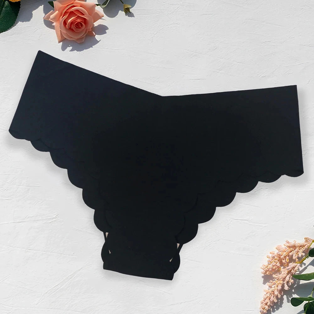 Seamless Low Rise Bikini Panties – Ice Silk No-Show Briefs Bikini Briefs Babs Black S 1pc