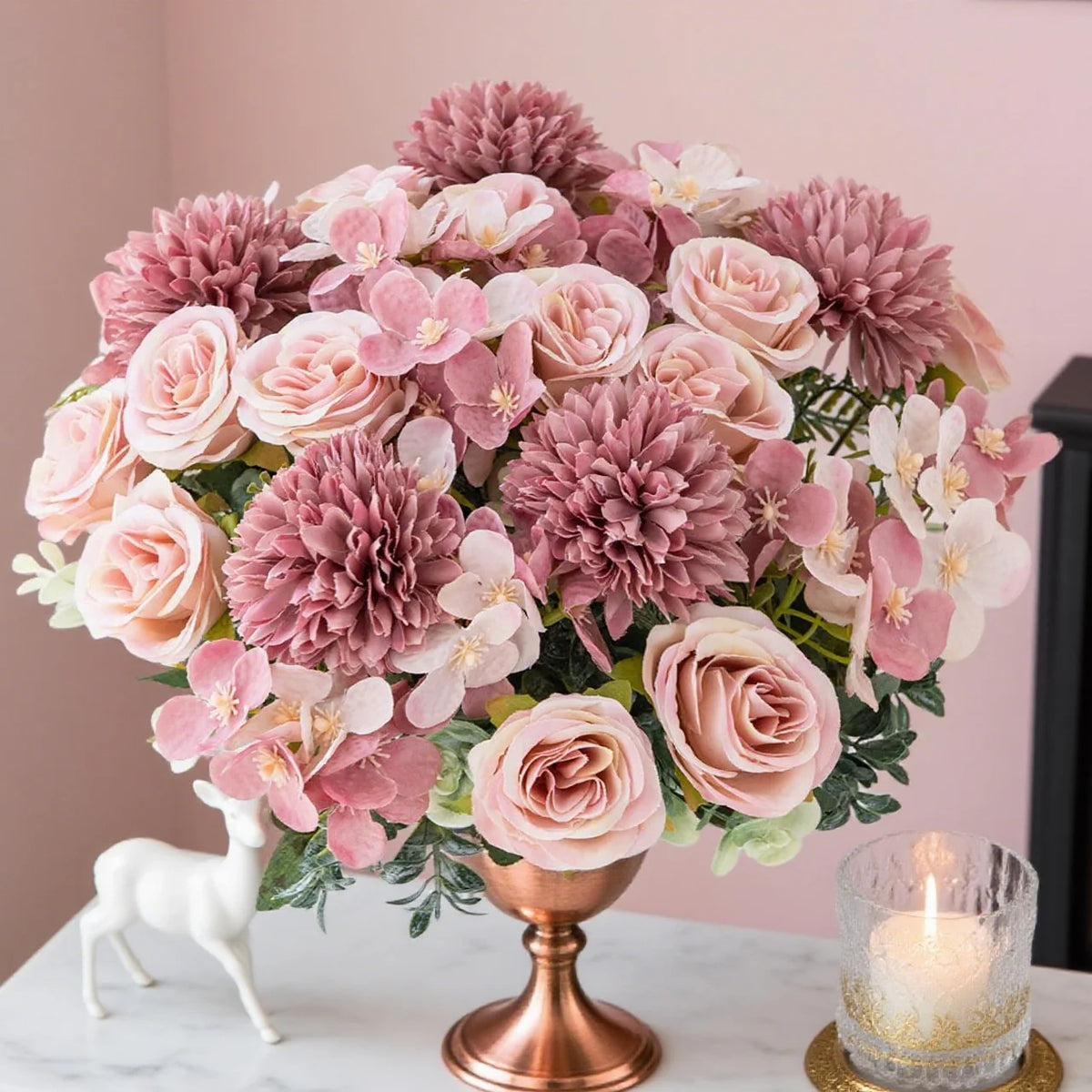 Silk Artificial Rose Bouquet – Wedding & Home Table Decor Artificial Flower Bouquet Babs