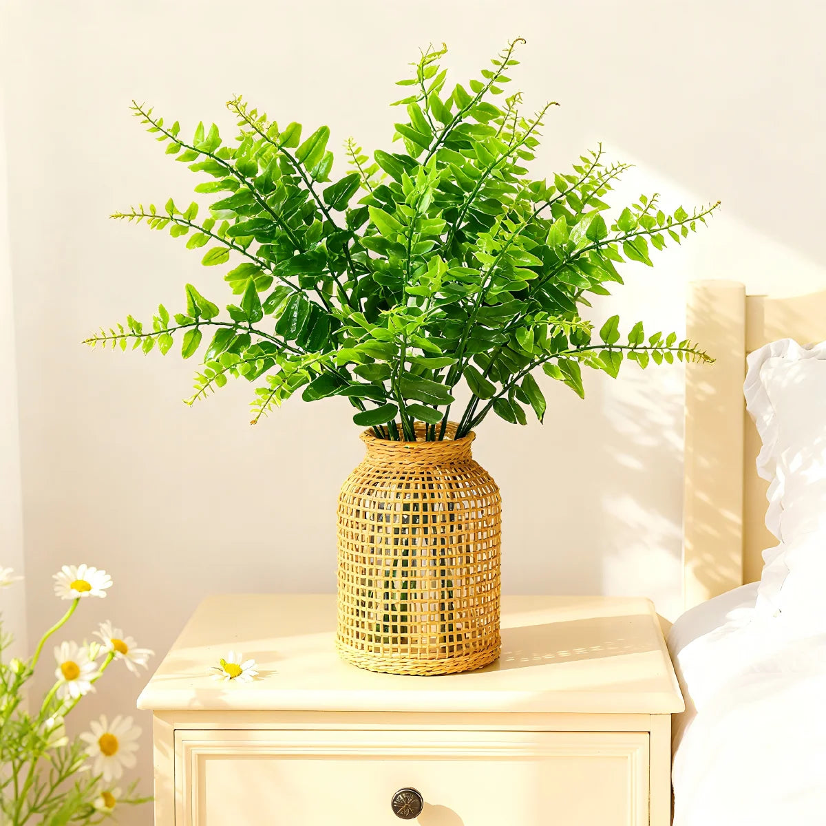 Artificial Persian Fern Leaves Faux Plant Bouquet – 1 or 3 Pcs Artificial Fern Stems Babs