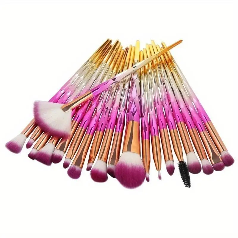 20-Piece Makeup Brush Set – Foundation, Blush & Eye Brushes Makeup Brush Set Babs hotpink gold-20PCS