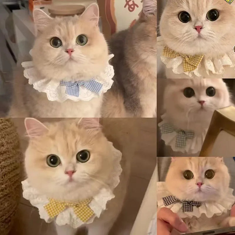 Cute Cat & Dog Bow Scarf – Soft Crochet Pet Neck Accessory Pet Bow Scarf Babs