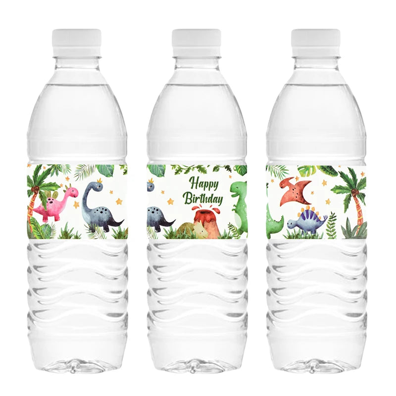 Dinosaur Party Water Bottle Sticker Labels – 12/24 Pcs Kids Party Bottle Stickers Babs
