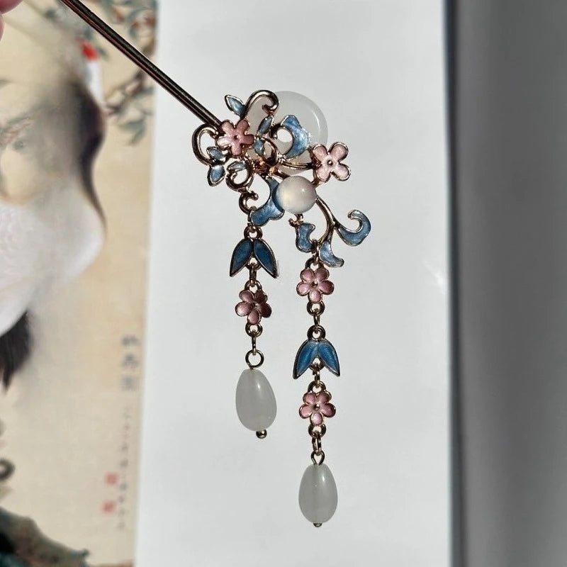 Chinese Style Blue Tassel Hairpin | Traditional Hair Stick Hair Stick Hairpin Babs