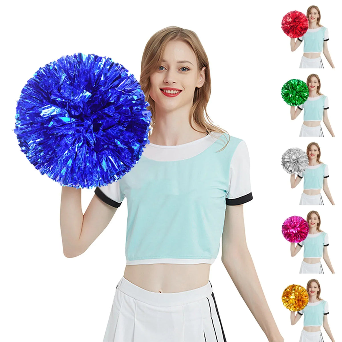 2pc Cheerleading Pompoms 11.8in – Thick Multicolor Cheer Poms Cheerleading Pompoms Babs