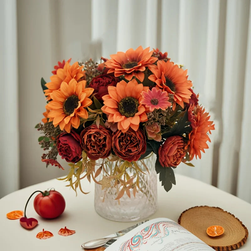 Silk Peony Sunflower Daisy Artificial Flowers – Home & Wedding Artificial Flower Stems Babs