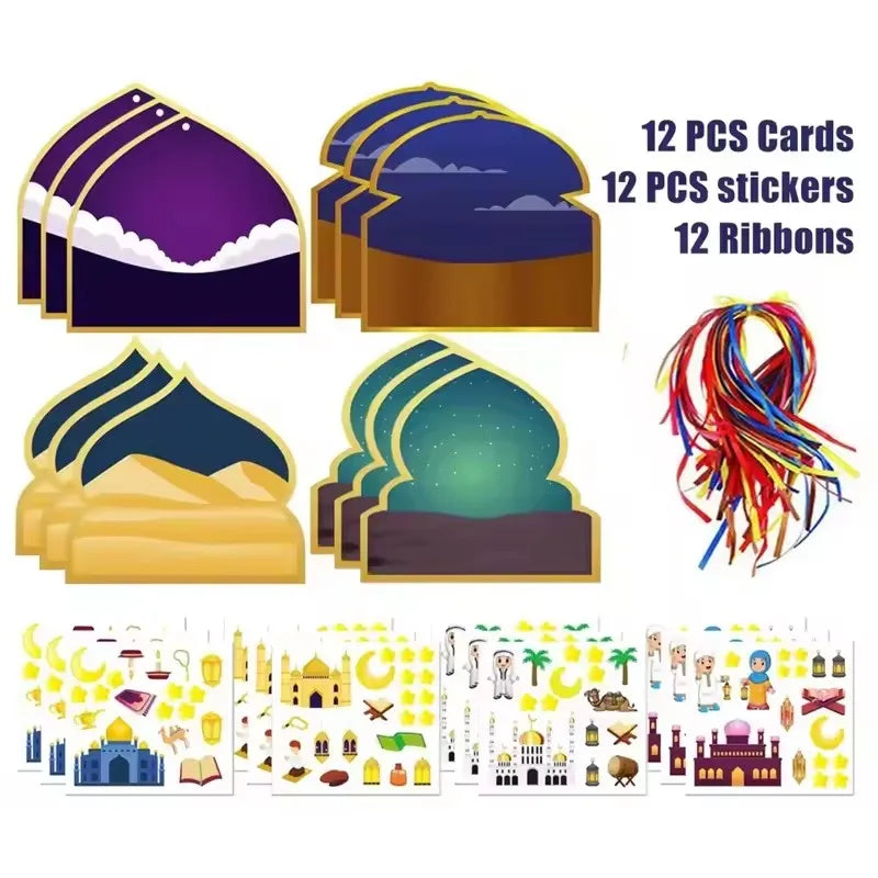 36Pcs Eid Mubarak Hanging Decorations – Ramadan Moon & Star Set Holiday Party Decorations Babs 36pcs set
