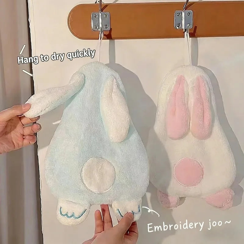 Cute Rabbit Coral Fleece Hand Towel – Soft & Absorbent Hand Towel Babs