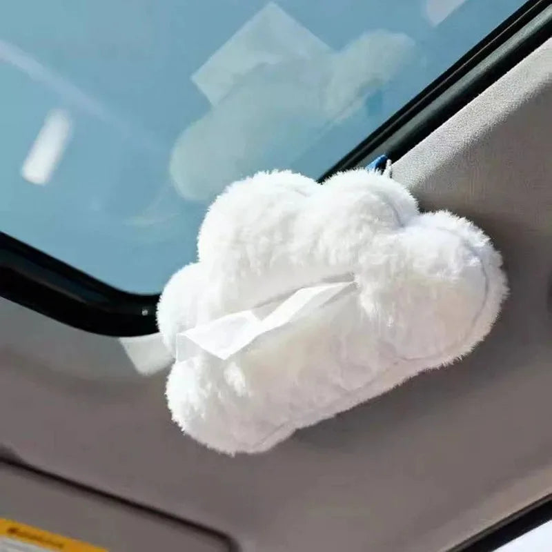Cloud Plush Tissue Box Cover – Car Hanging Tissue Organizer Car Tissue Holder Babs