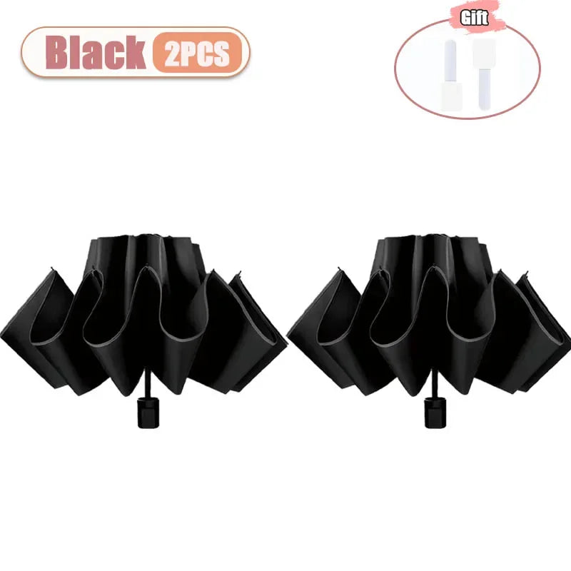 Manual Folding UV Umbrella – Large Double Layer, 1-4 PCS Folding UV Umbrella Babs metal-fiber composite 8K Black-2PCS