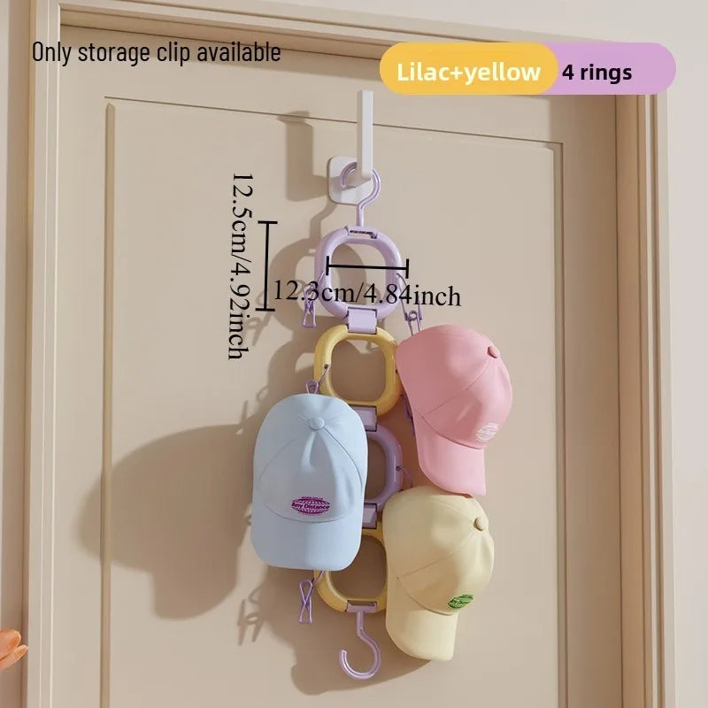 Hat Storage Clip – Door & Wardrobe Cap Organizer Rack Hat Storage Organizer Babs 4 purple and yellow
