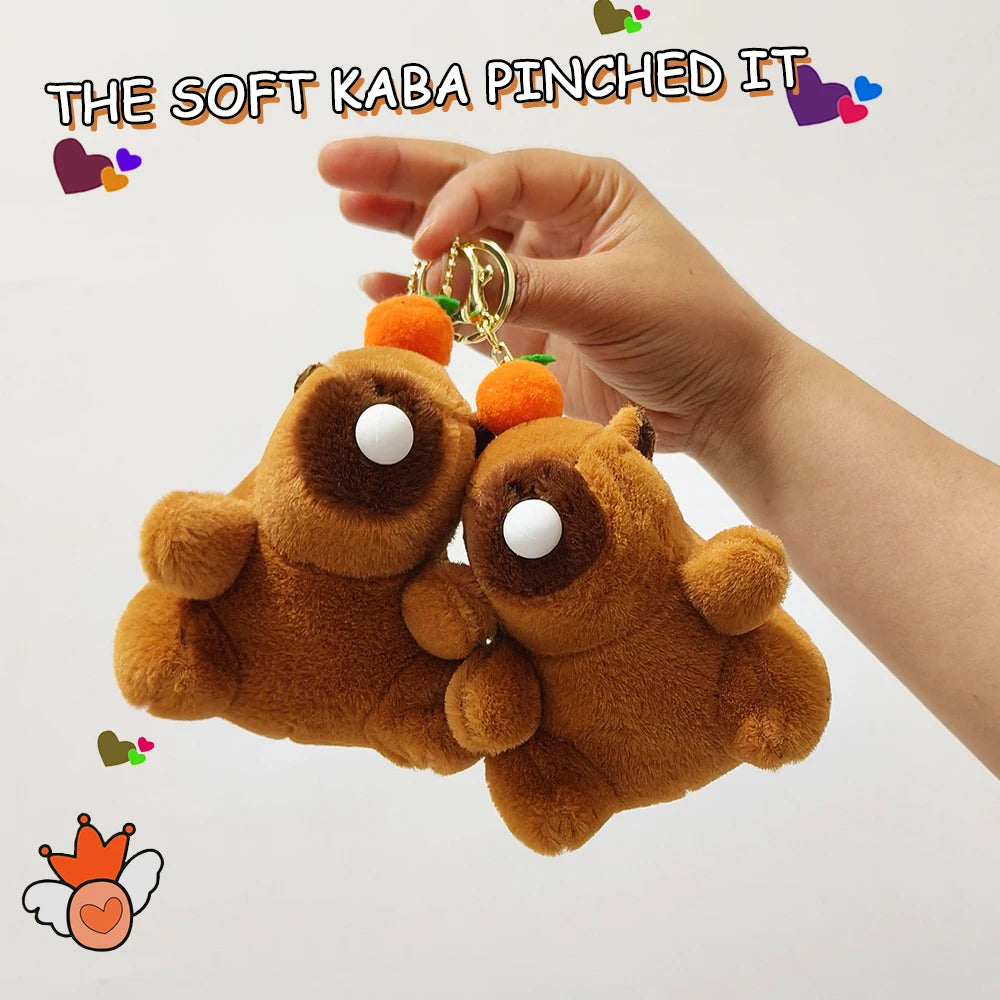 Plush Capybara Keychain Pendant – Cute Persimmon Bubble Doll Plush Keychain Pendant Babs