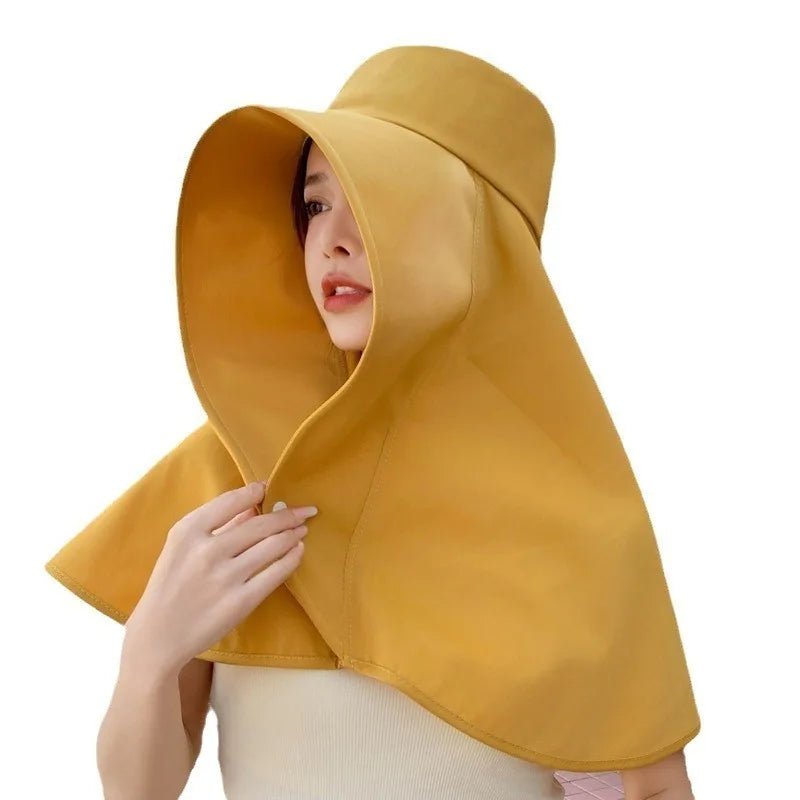 Women Wide Brim UV Sun Hat with Neck & Face Shield Cover Sun Protection Hat Babs